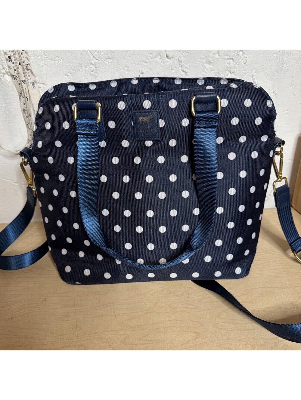 Dabney Lee Lunch Bag Blue Polka Dots EUC
